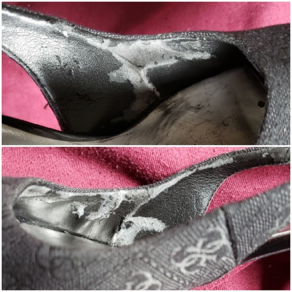 GUESS Hondo stiletto peeptoe platforms, monogram - Picture 10 of 11